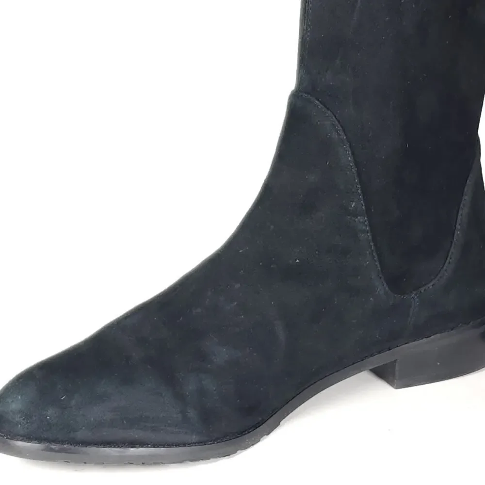 Stuart Weitzman Women's Lilene US 9 Black Suede Stretch Pull On Knee High Boots